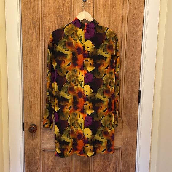 GANNI Floral Long Sleeve Dress Size 6 - Purple, Yellow, Orange - Picture 4 of 11